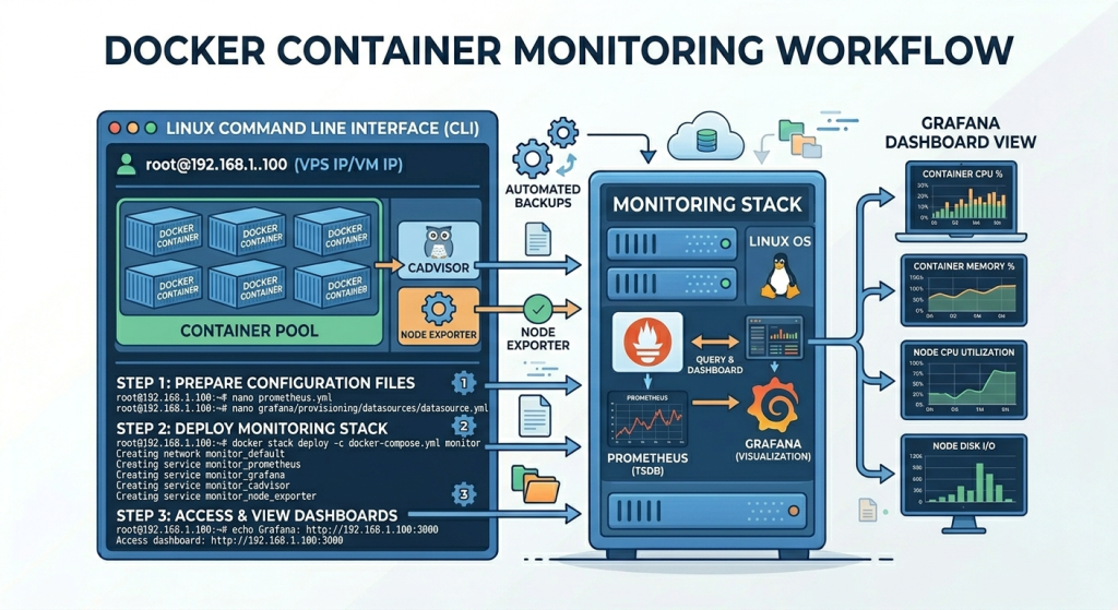 Monitoring Docker Container dengan cAdvisor, Node Exporter, Prometheus, dan Grafana